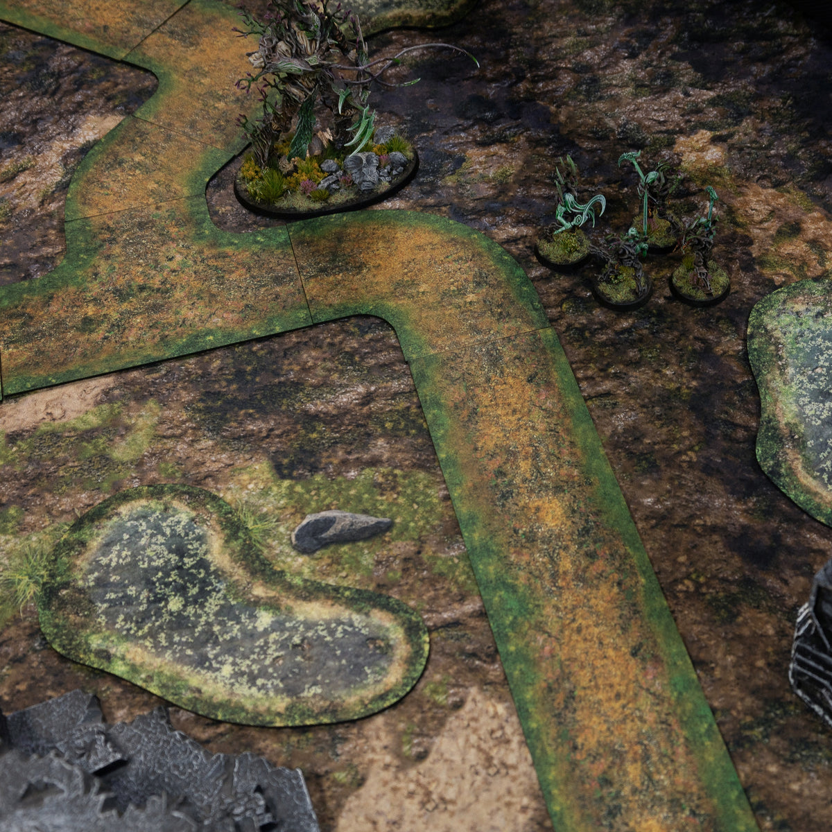 Muddy rubber 2D road set for Flames of War & Team Yankee, 3 inches wide – lifestyle- in use