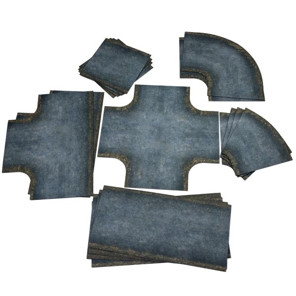 Old asphalt roads - 2D Road set (width 16,2 cm / 6,3")