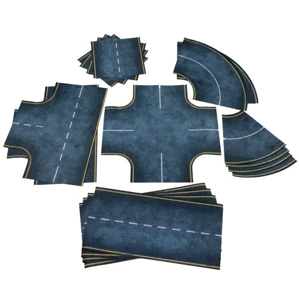 Asphalt roads - 2D Road set (width 16,2 cm / 6,3")
