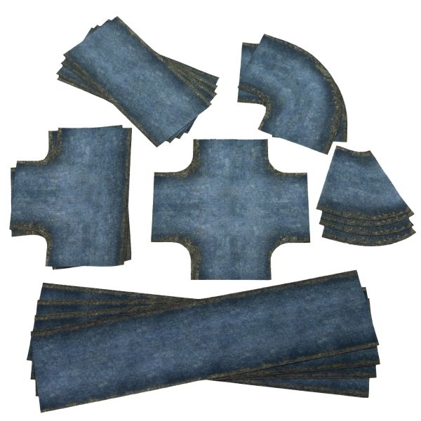 Old asphalt roads - 2D Road set (width 7,6 cm / 3")