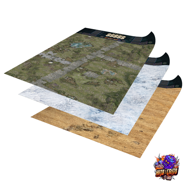 Hits and Crits - One-sided rubber mat for A Song of Ice and Fire with Epic tactic board 90" x 48" / 229 x 122 cm