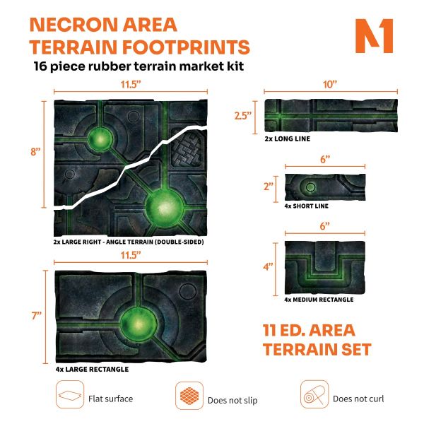 Necron Area Terrain Footprints - 40K 11th Edition Set | 16-Piece Rubber Terrain Marker Kit