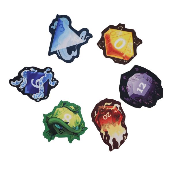 Mug Coaster set - Elemental Dice - 6 pcs