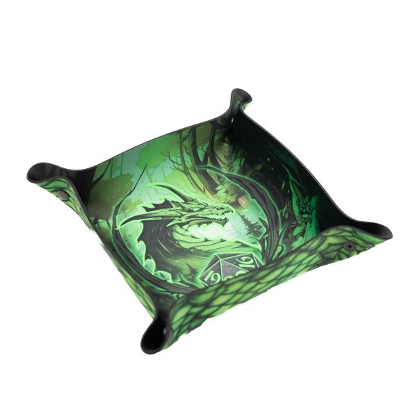 Green Dragon - Premium Dice Tray glowing in the dark