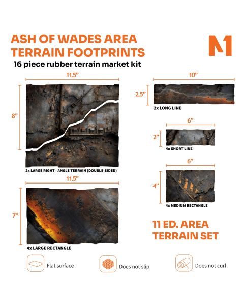 Ash of Wades Area Terrain Footprints - 40K 11th Edition Set | 16-Piece Rubber Terrain Marker Kit