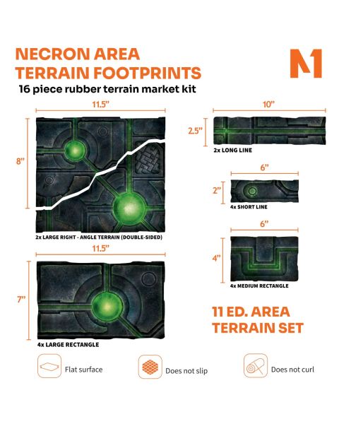 Necron Area Terrain Footprints - 40K 11th Edition Set | 16-Piece Rubber Terrain Marker Kit