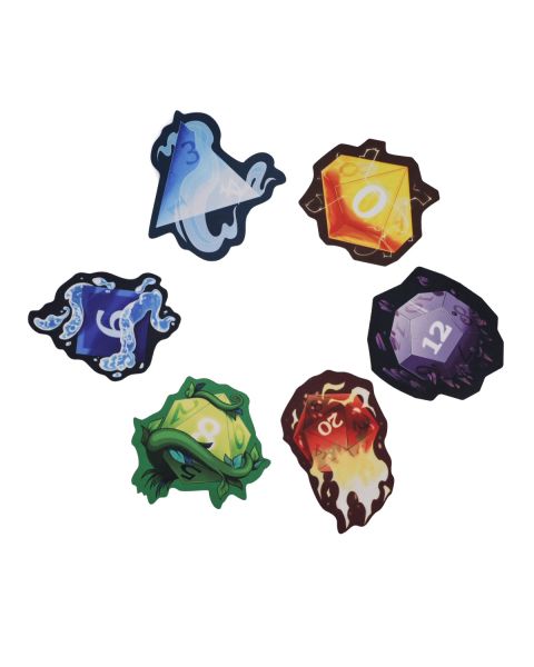 Mug Coaster set - Elemental Dice - 6 pcs