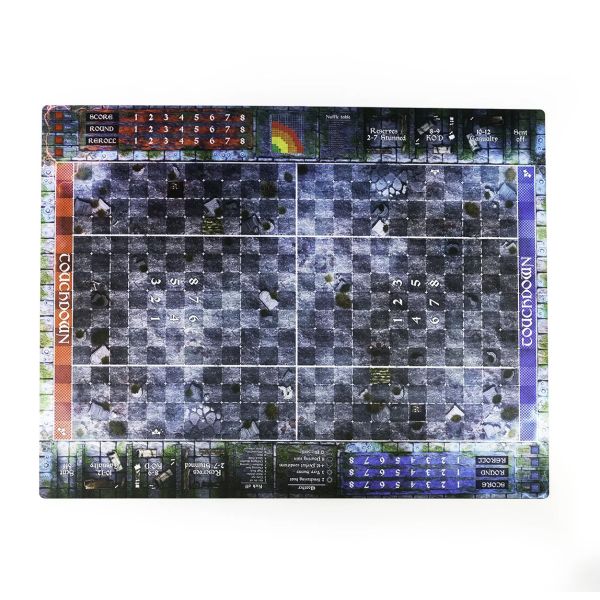 Blood Bowl / 7s Graveyard pitch Mat 35.5" x 27.5" / 90cm x 70cm – rubber pitch with dugouts and tables