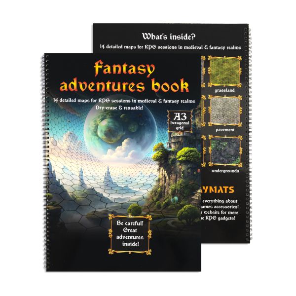 Fantasy Adventures book - A3 RPG Book with 14 detailed maps - hex grid