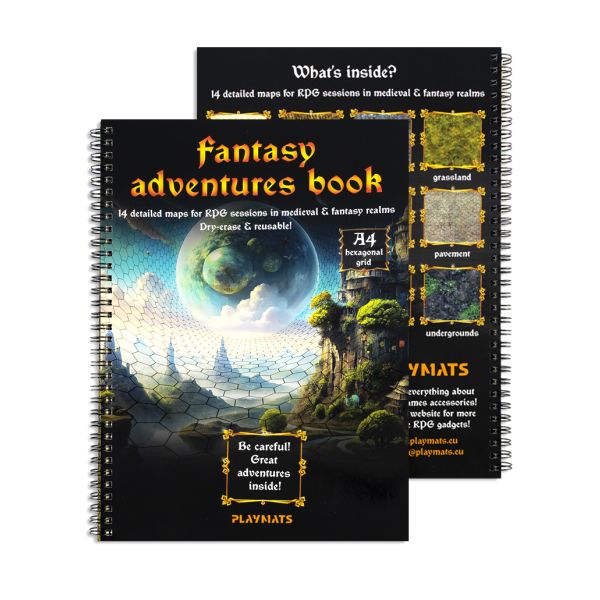 Fantasy Adventures book - A4 RPG Book with 14 detailed maps - hex grid