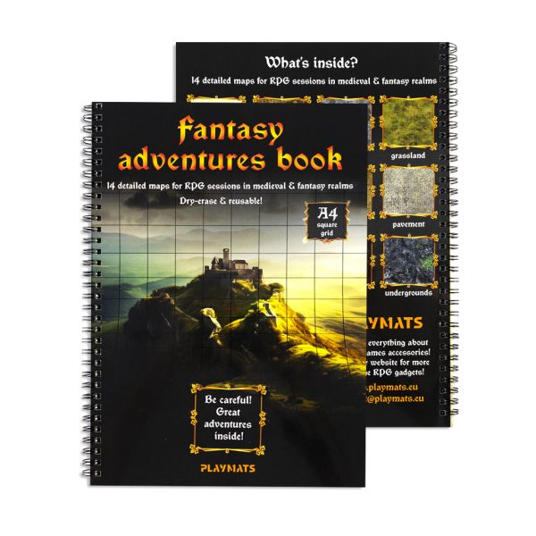 Fantasy Adventures book - A4 RPG Book with 14 detailed maps - square grid