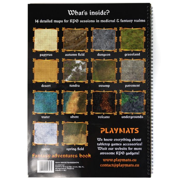 Fantasy Adventures book - A3 RPG Book with 14 detailed maps - square grid
