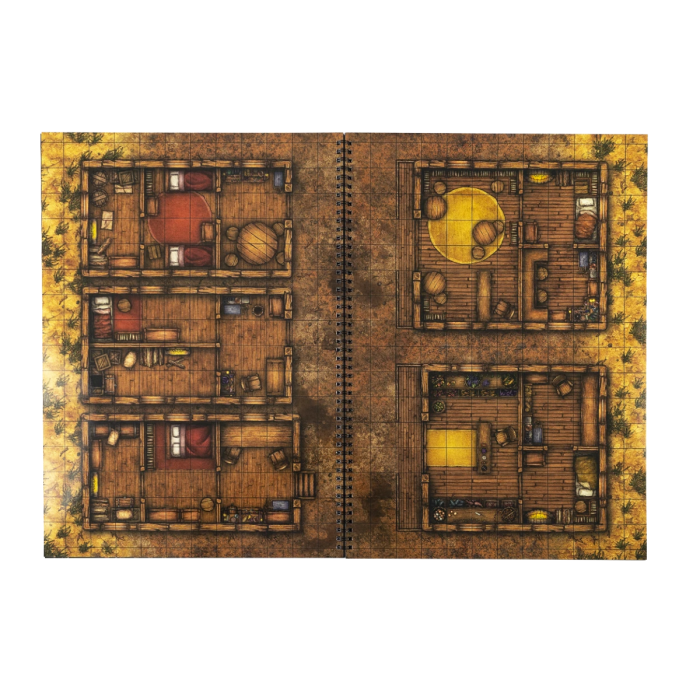 Western & Steampunk RPG Book - 18 A3 dry-erase battle maps for RPG sessions - square grid