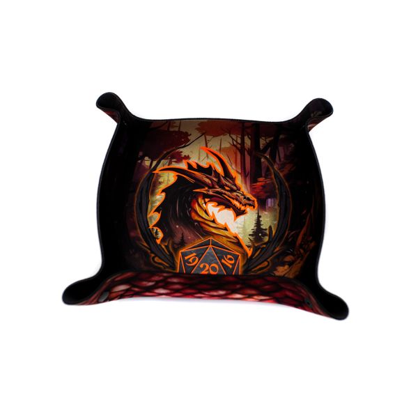 Red Dragon - Premium Dice Tray glowing in the dark
