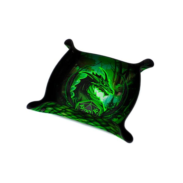 Green Dragon - Premium Dice Tray glowing in the dark