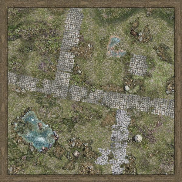 Malifaux Treasure Land, single-sided anti-slip fabric mat - 37" x 37" / 94 cm x 94 cm