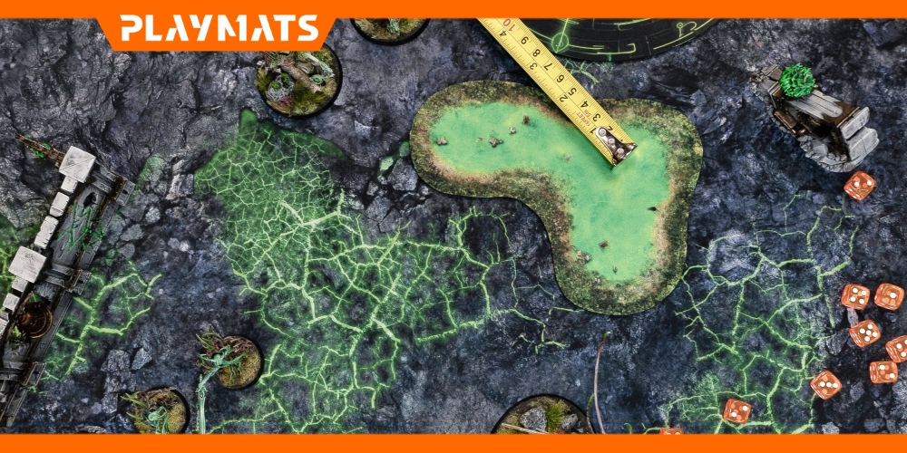 Age of Sigmar mat - Green Blight battlefield 44x60 battlemat for Warhammer AoS fantasy wargame with 4e POI and 2D terrains