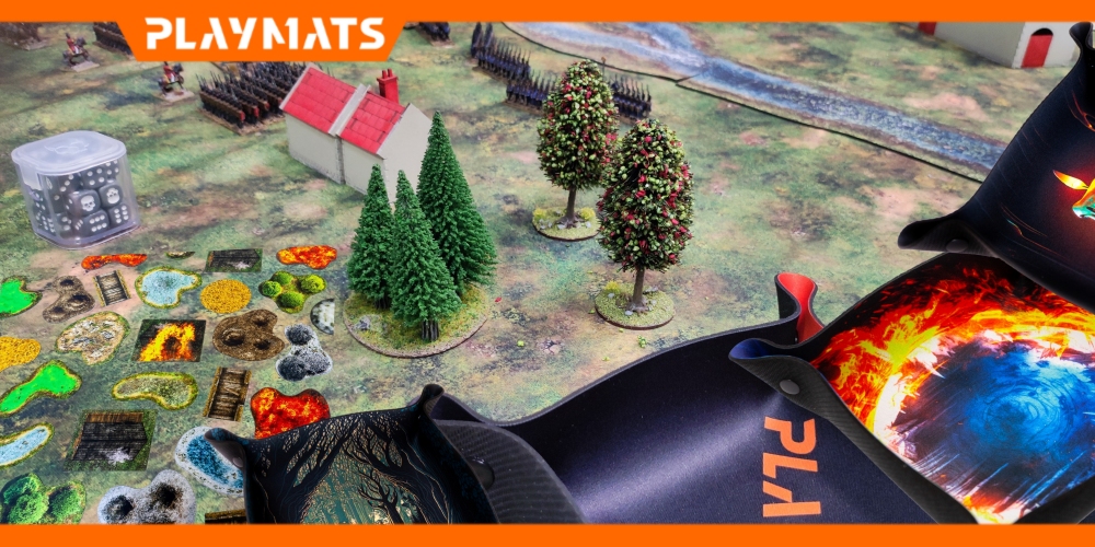 Dice trays and 2D terrains for historical battle games - wargaming accessories for Saga and Black Powder Waterloo - Playmats.eu