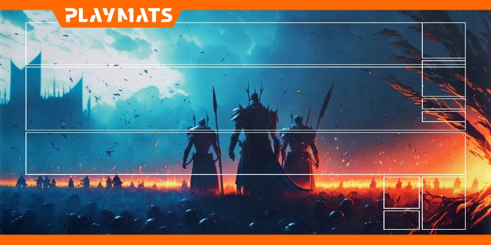 Example universal card zones layout on playmat - MTG Dark Leaders theme - Playmats.eu