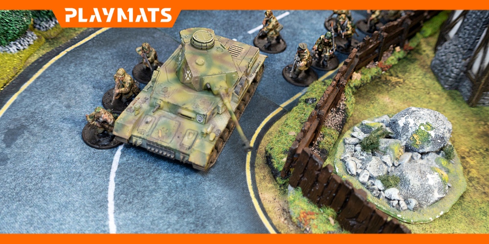 'Asphalt' 2D roads set - military wargames accessories for historical battle games - Bolt Action & Flames of War — Playmats.eu