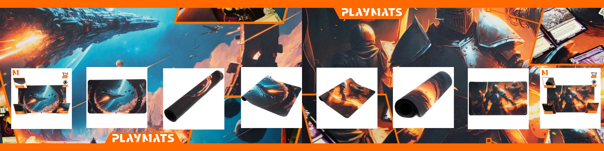 Magic The Gathering play mats - Space Ring & Fire Knights - rubber MTG playmats for card games 24x14 inches